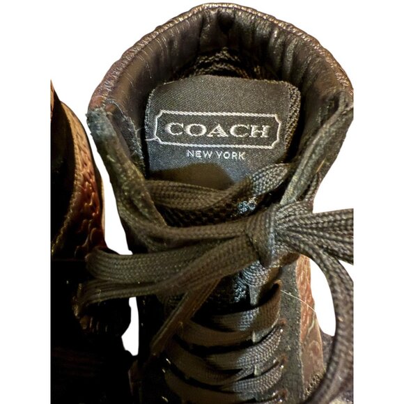 Coach Naples Black Metallic Signature Wedge Sneakers Size 6M Women’s High Top - Picture 15 of 16